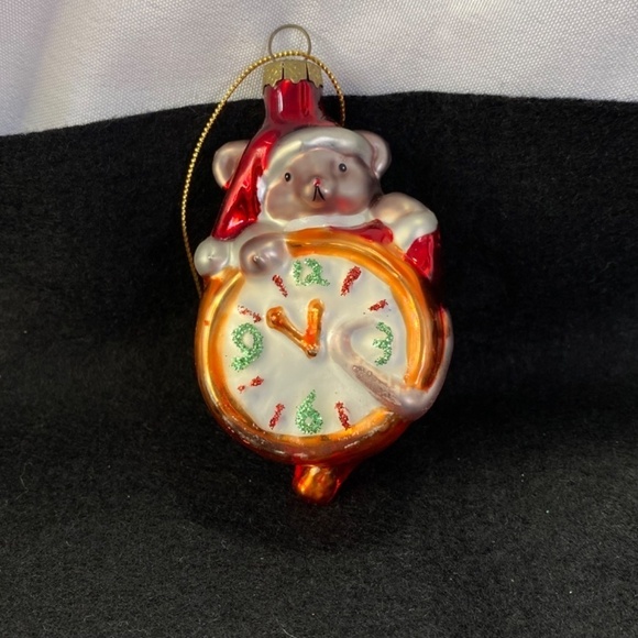 Vintage Mouse and clock glass ornament in EUC vibrant colors - Picture 3 of 4